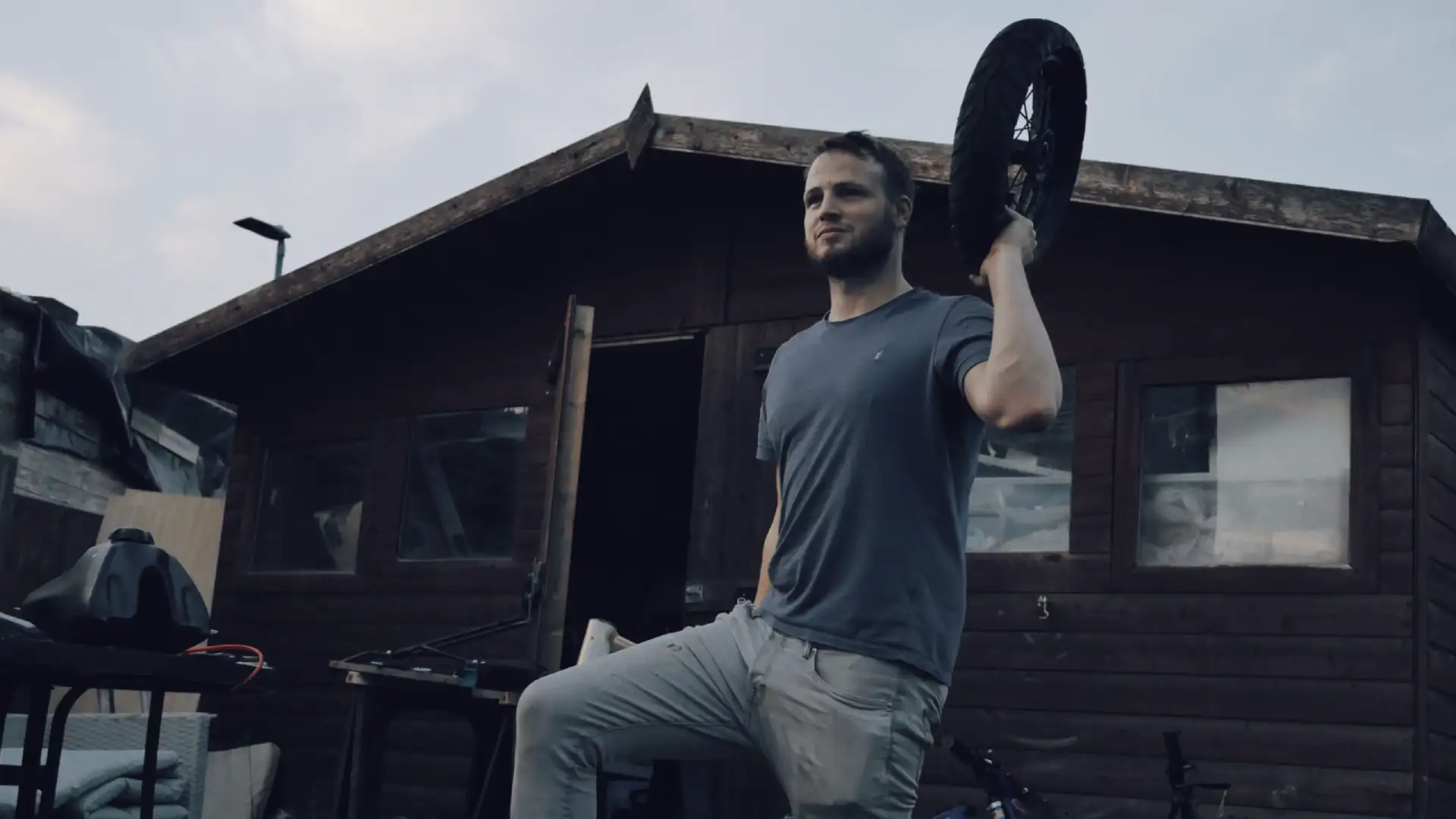 Harry working in the garage